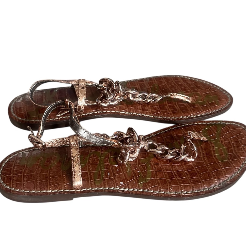 Sam Edelman Gladiator Chain Metallic Thong Sandals Womens 11